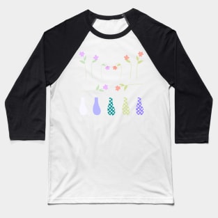 Build Your Own Checkered Vase with Pink and Purple Flowers Baseball T-Shirt